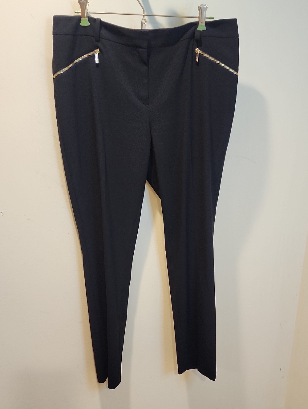 Calvin Klein Gold-Tone Logo Zip Pull on Black Dress Pants Size 10